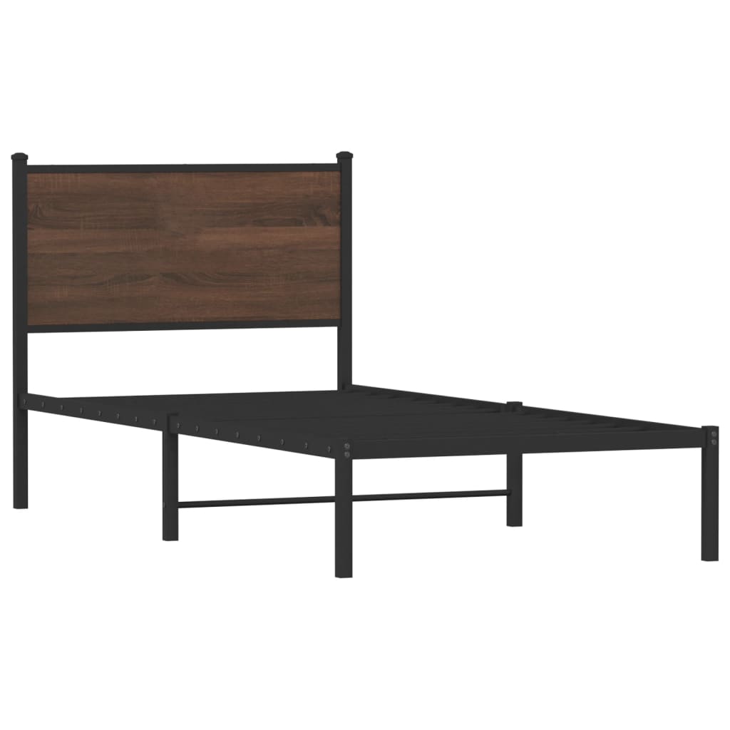 sengeramme 90x200 cm uden madras metal brun egetræsfarve