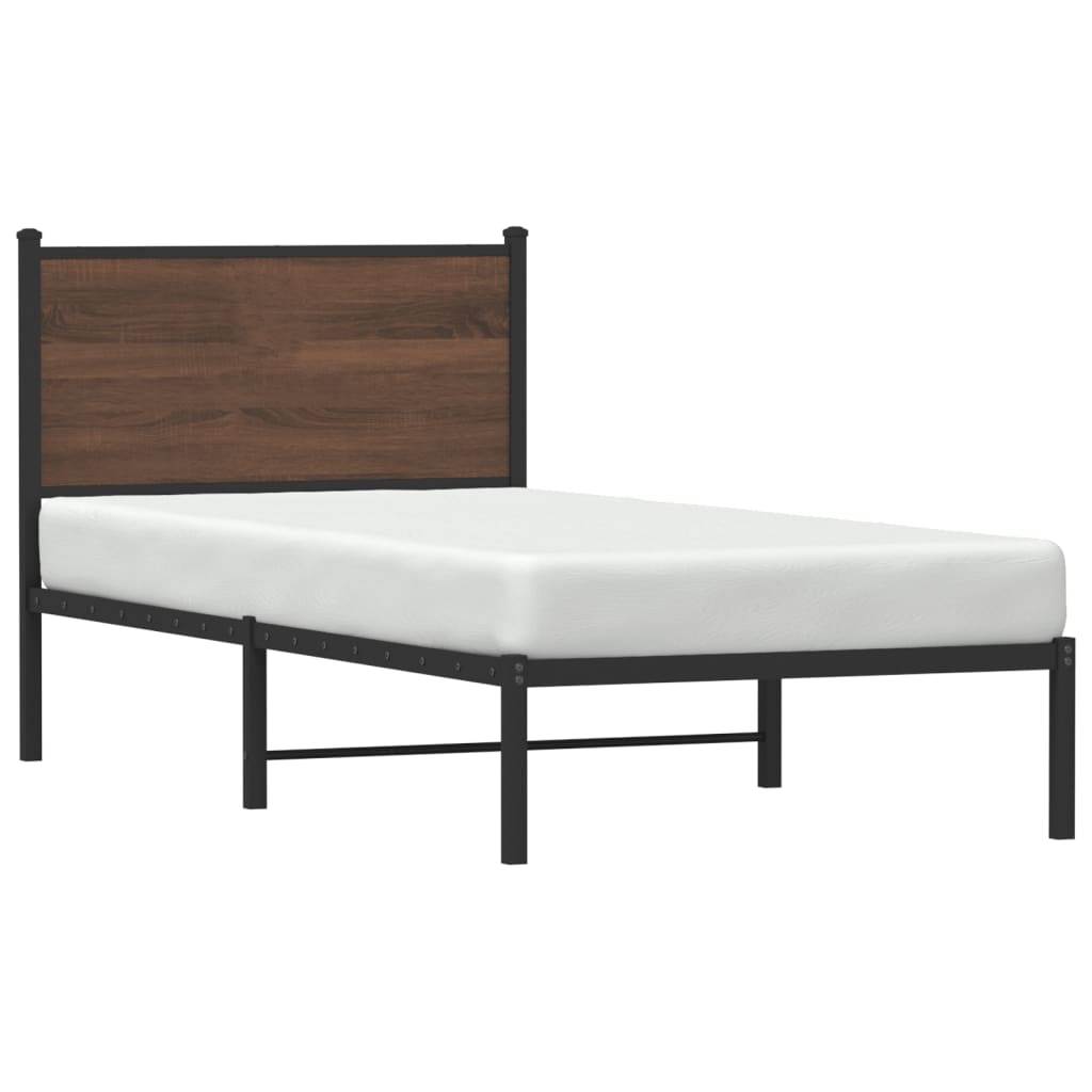 sengeramme 90x200 cm uden madras metal brun egetræsfarve
