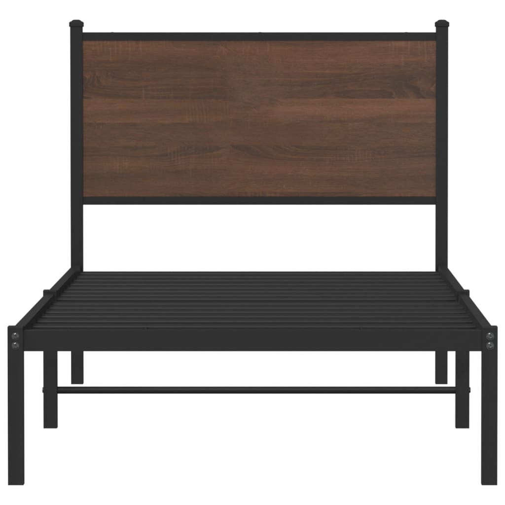 sengeramme 90x200 cm uden madras metal brun egetræsfarve