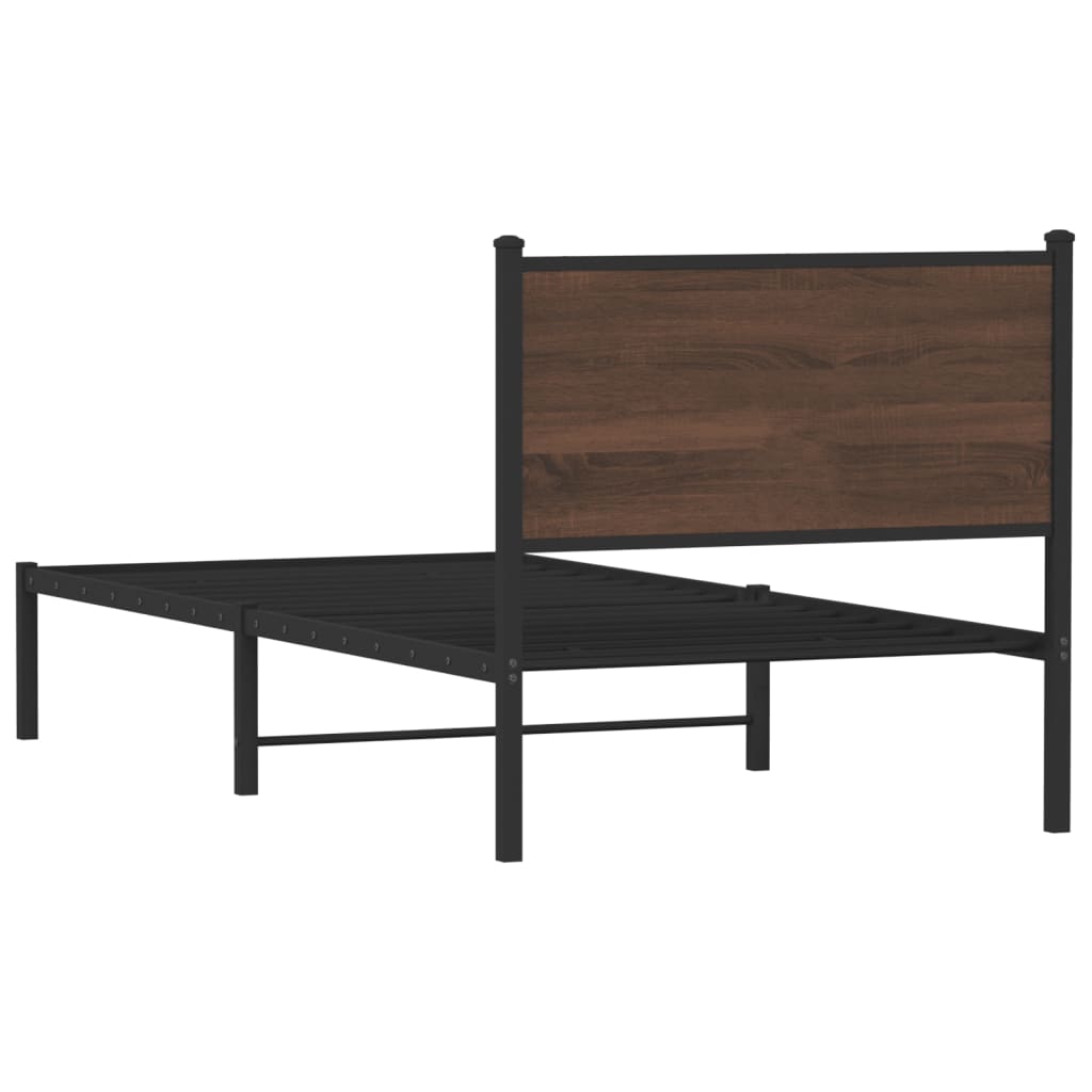 sengeramme 90x200 cm uden madras metal brun egetræsfarve