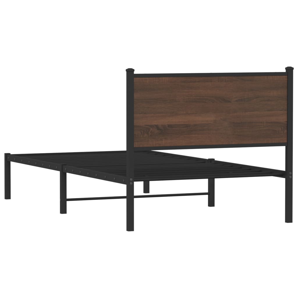 sengeramme 100x200 cm uden madras metal brun egetræsfarve