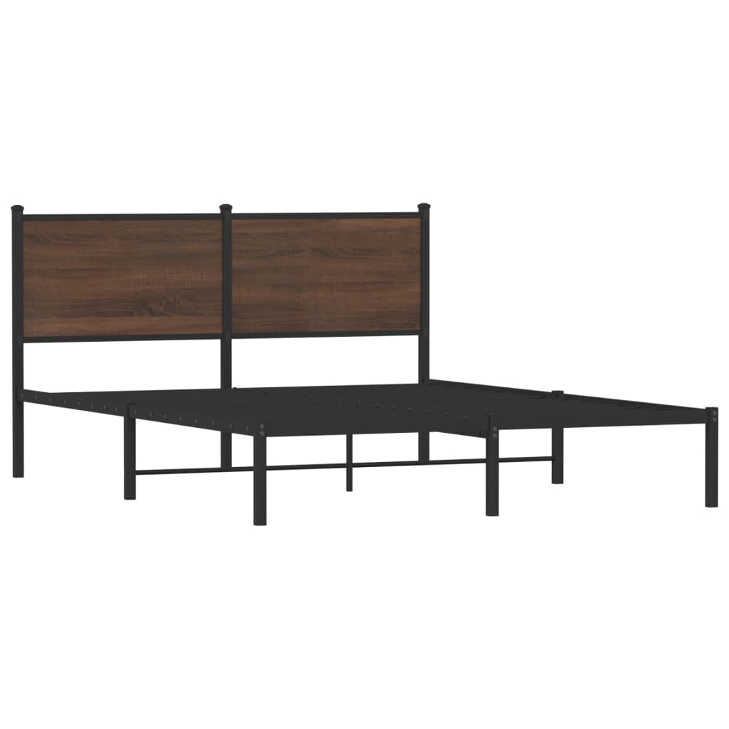 sengeramme 140x200 cm uden madras metal brun egetræsfarve