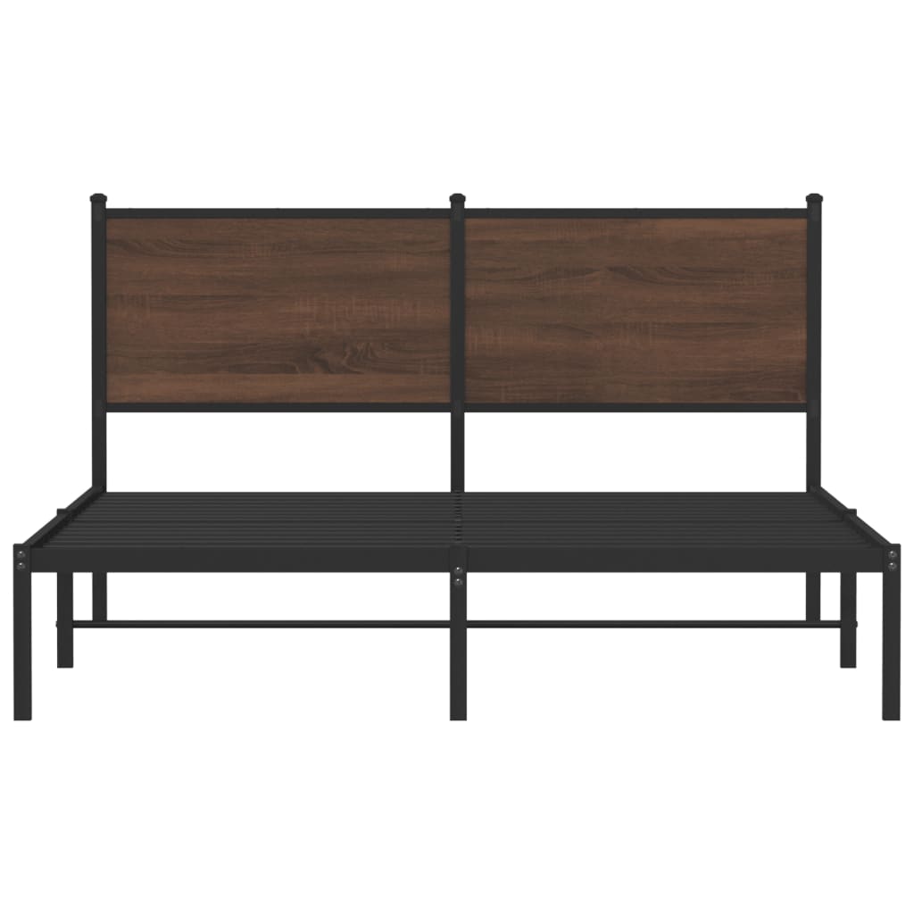 sengeramme uden madras 150x200 cm metal brun egetræsfarve
