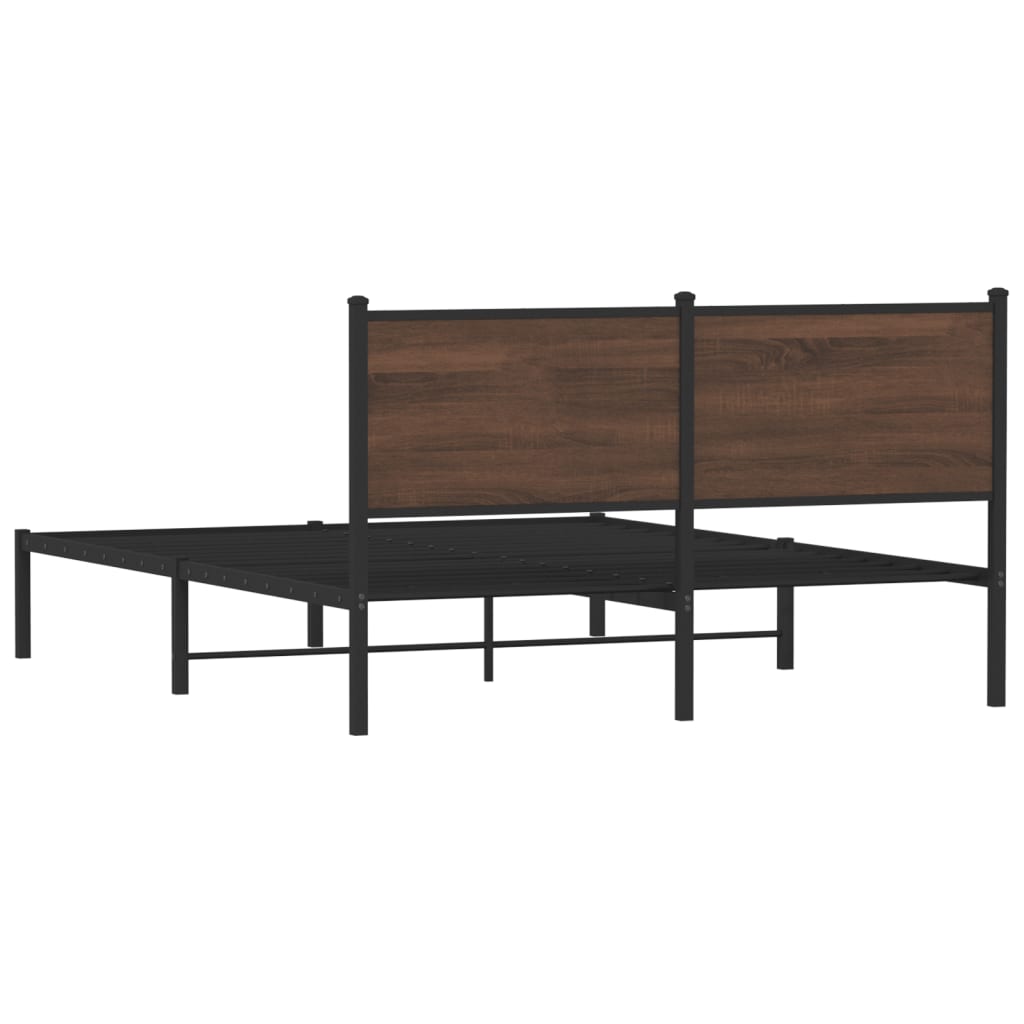sengeramme uden madras 150x200 cm metal brun egetræsfarve