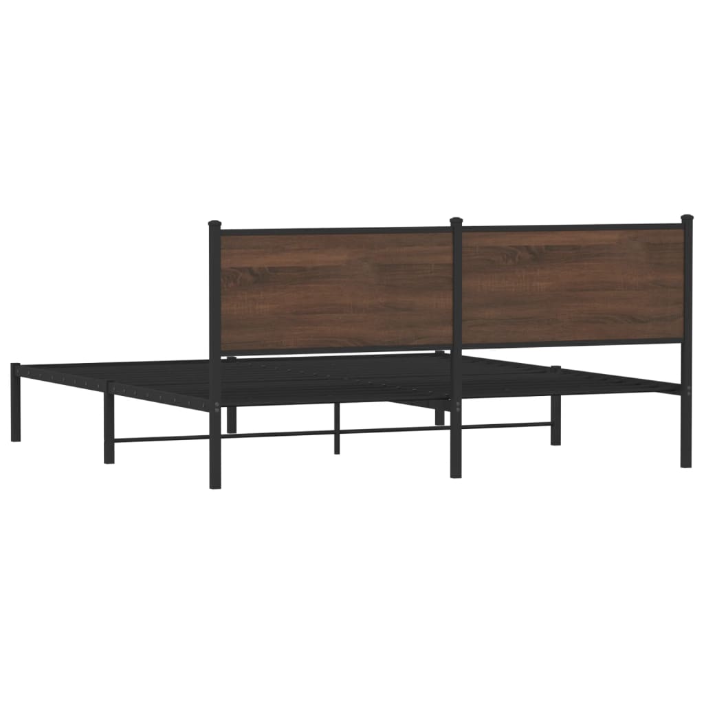 sengeramme uden madras 183x213 cm metal brun egetræsfarve
