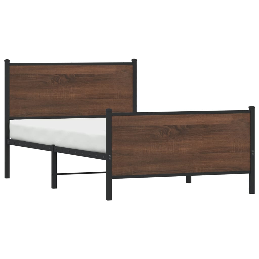 sengeramme 107x203 cm uden madras metal brun egetræsfarve
