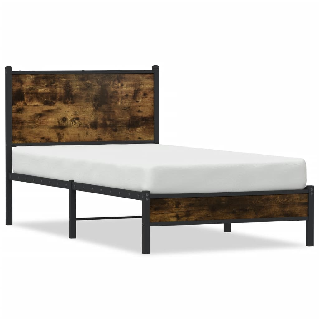 sengeramme uden madras 90x190 cm metal røget egetræsfarve