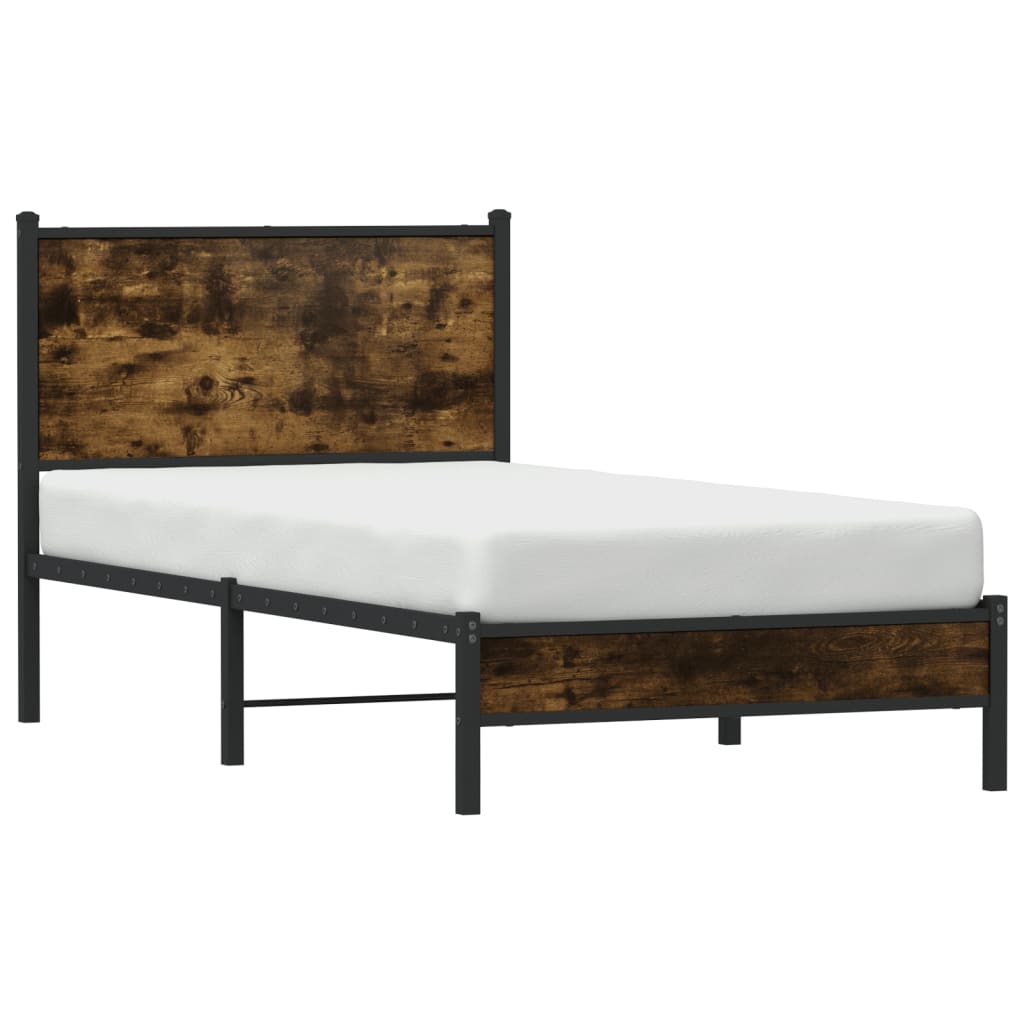 sengeramme uden madras 90x190 cm metal røget egetræsfarve