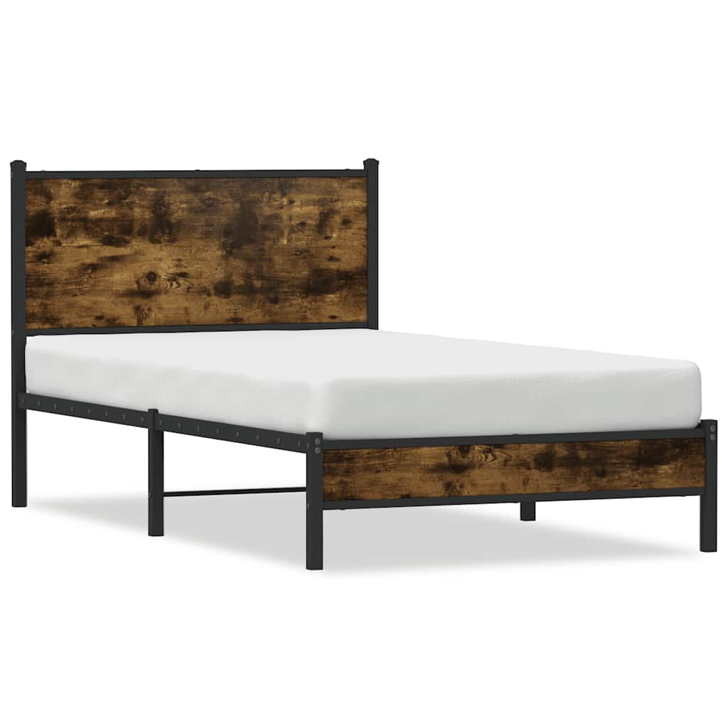 sengeramme uden madras 100x200 cm metal røget egetræsfarve