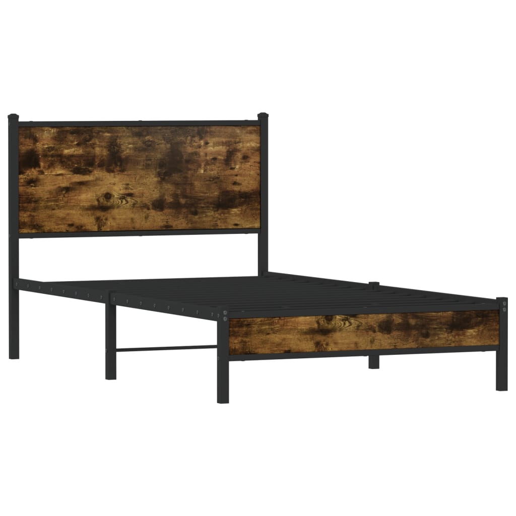 sengeramme uden madras 107x203 cm metal røget egetræsfarve