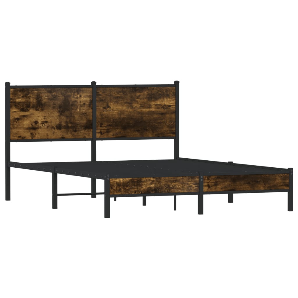 sengeramme uden madras 137x190 cm metal røget egetræsfarve