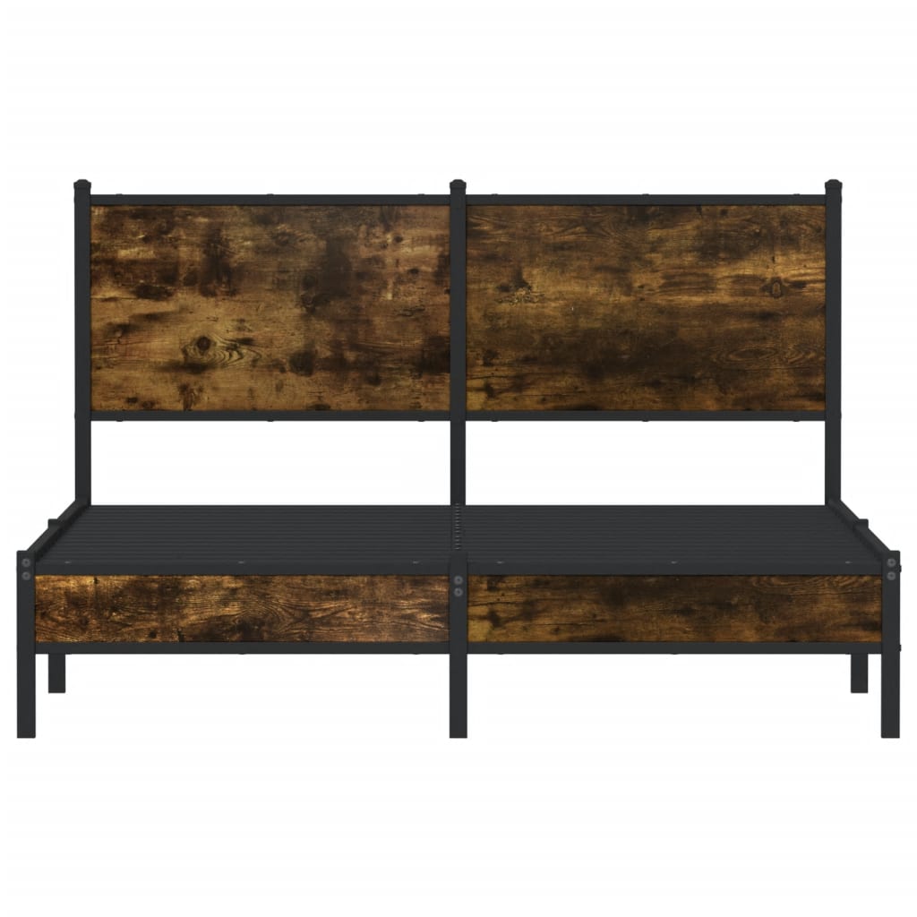 sengeramme uden madras 137x190 cm metal røget egetræsfarve