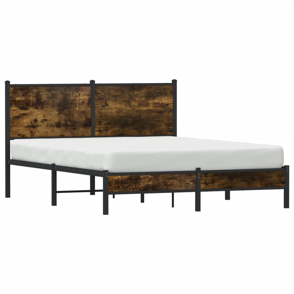 sengeramme uden madras 150x200 cm metal røget egetræsfarve