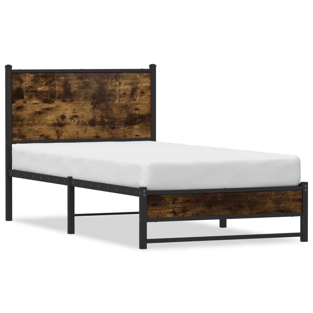 sengeramme uden madras 75x190 cm metal røget egetræsfarve