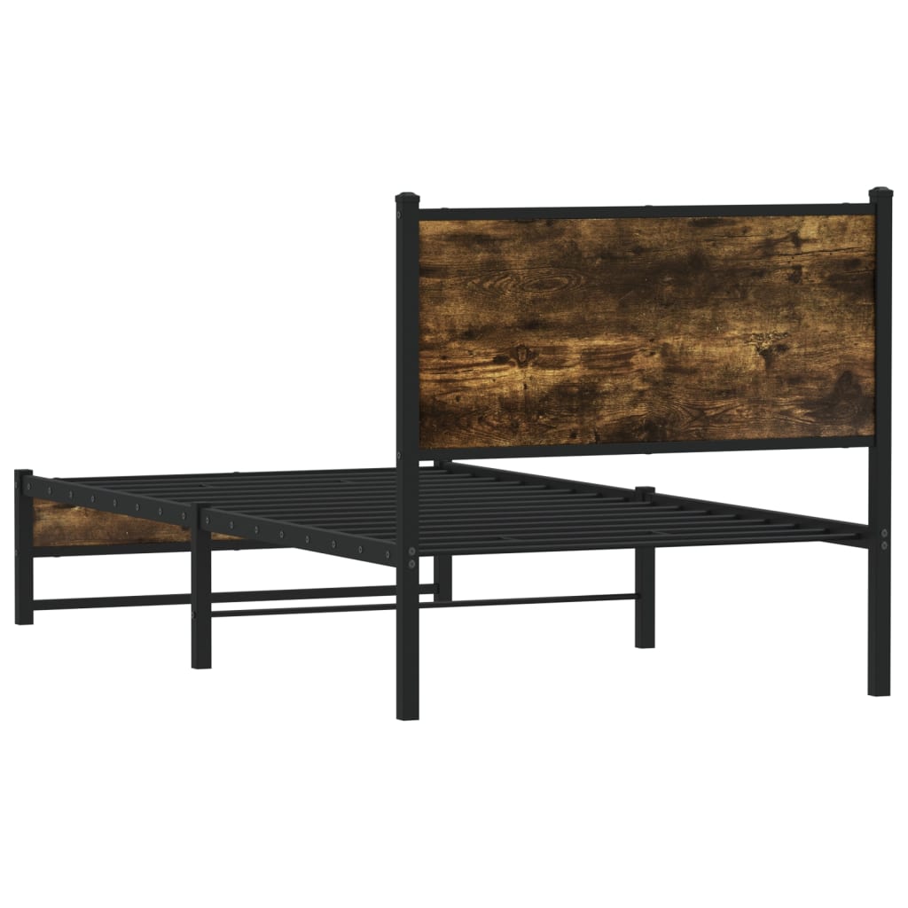 sengeramme uden madras 90x190 cm metal røget egetræsfarve