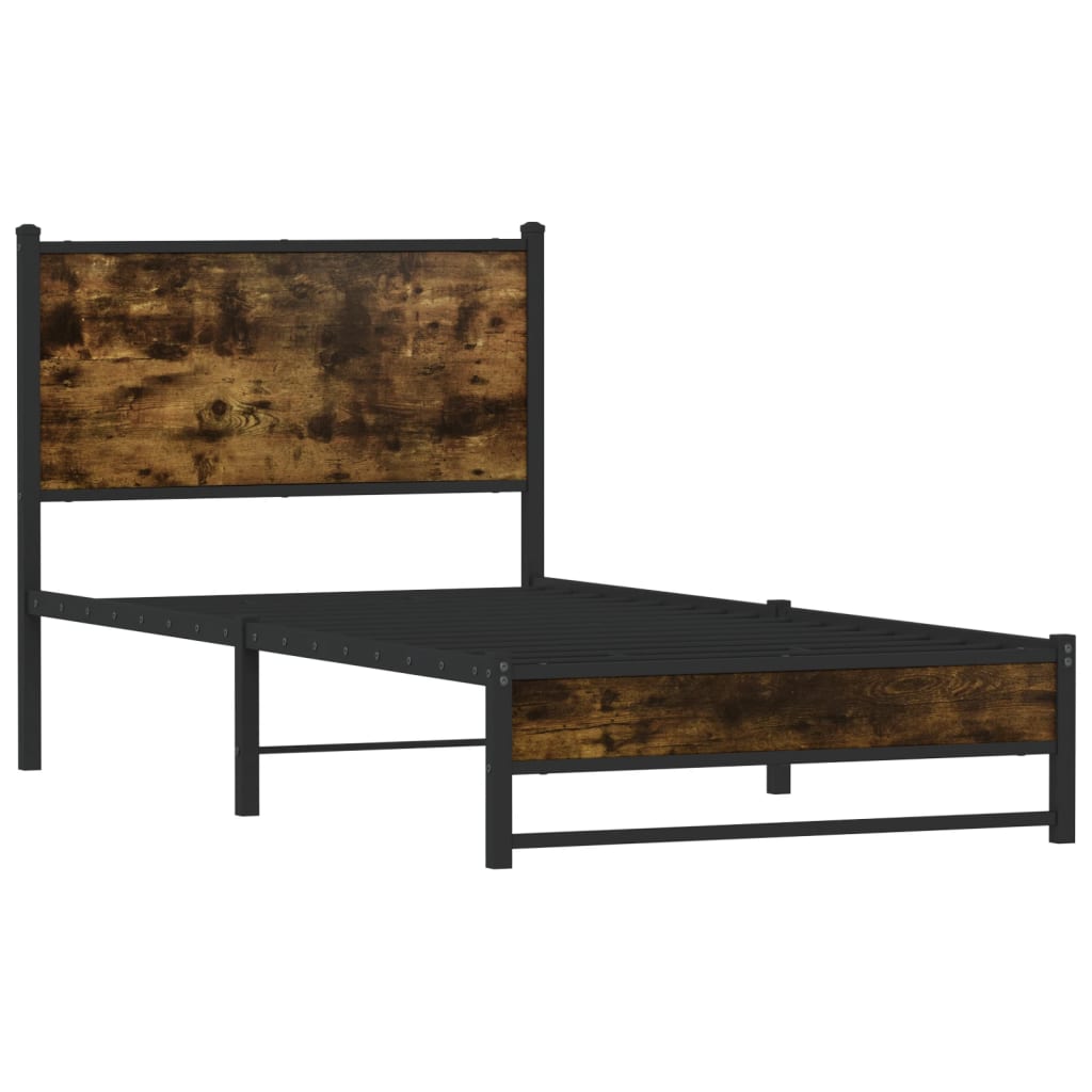 sengeramme uden madras 100x200 cm metal røget egetræsfarve