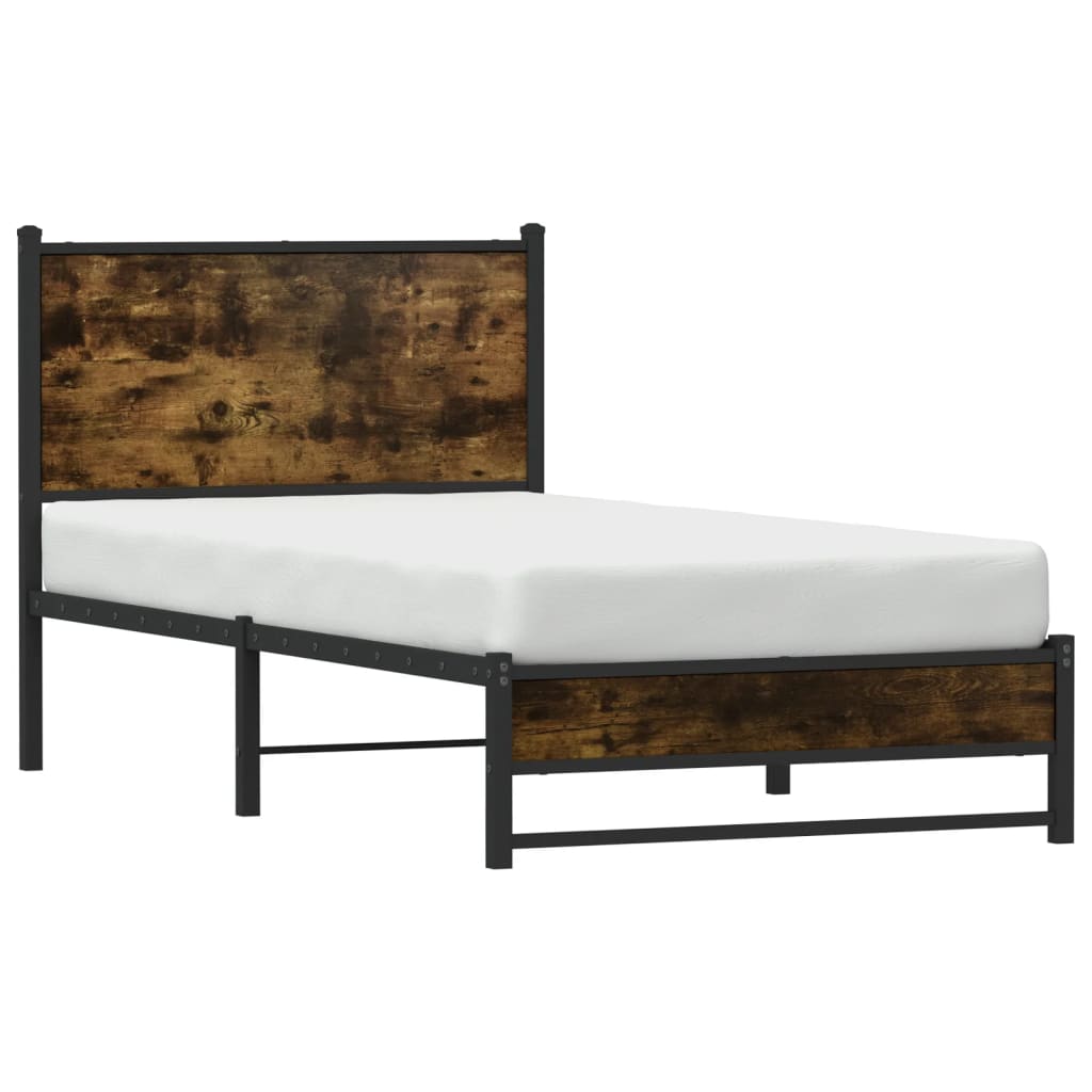 sengeramme uden madras 100x200 cm metal røget egetræsfarve