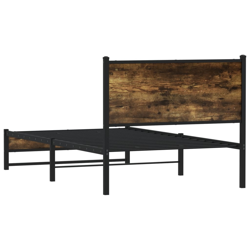 sengeramme uden madras 107x203 cm metal røget egetræsfarve