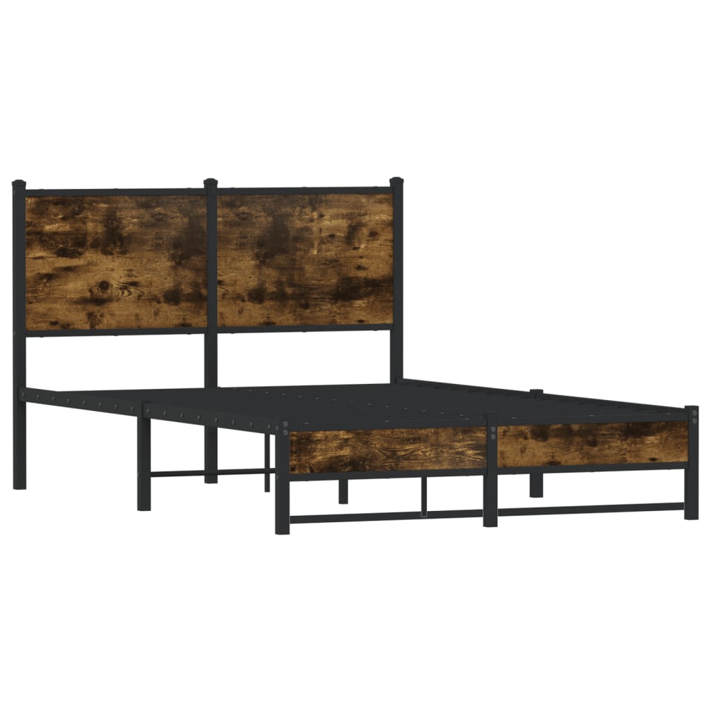 sengeramme uden madras 120x190 cm metal røget egetræsfarve