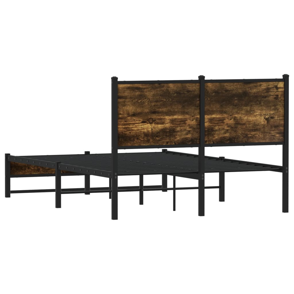 sengeramme uden madras 120x190 cm metal røget egetræsfarve
