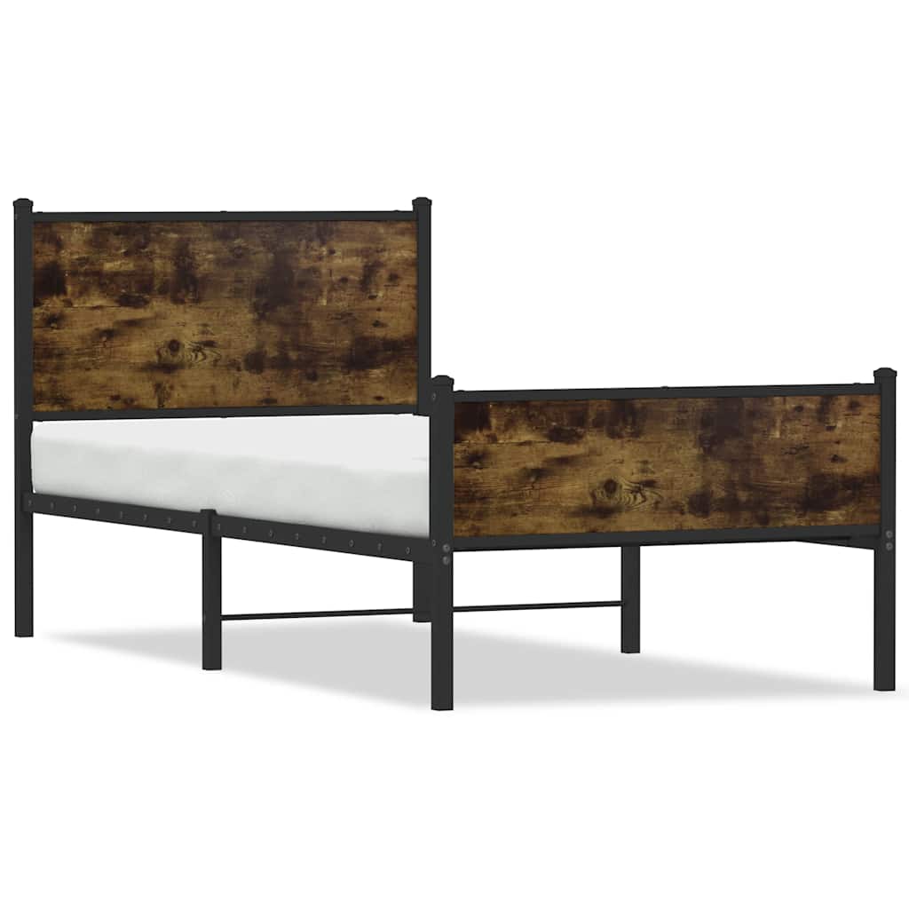 sengeramme uden madras 75x190 cm metal røget egetræsfarve