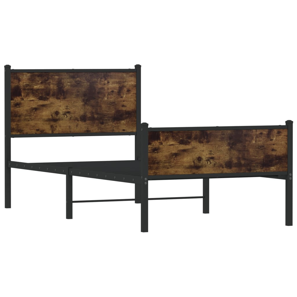 sengeramme uden madras 90x190 cm metal røget egetræsfarve