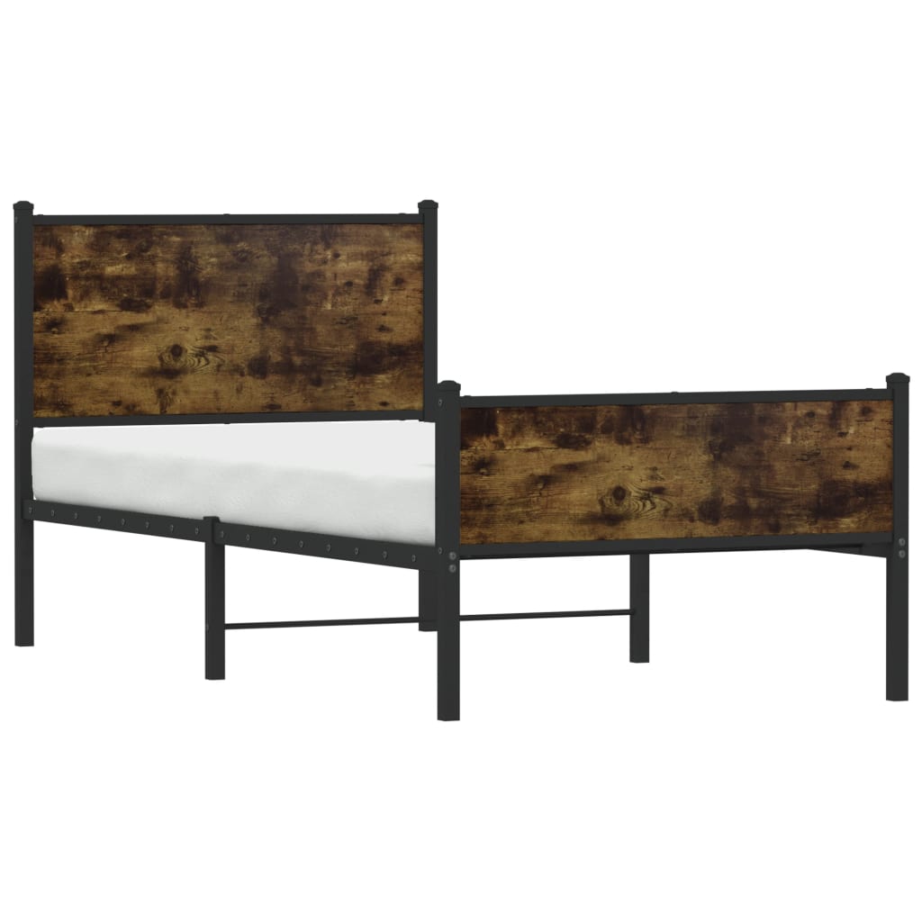 sengeramme uden madras 90x190 cm metal røget egetræsfarve