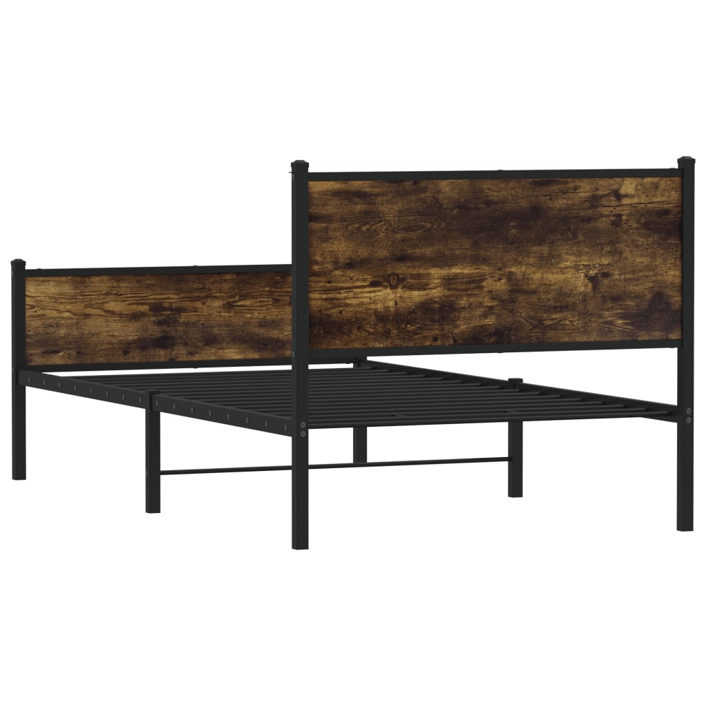 sengeramme uden madras 100x190 cm metal røget egetræsfarve