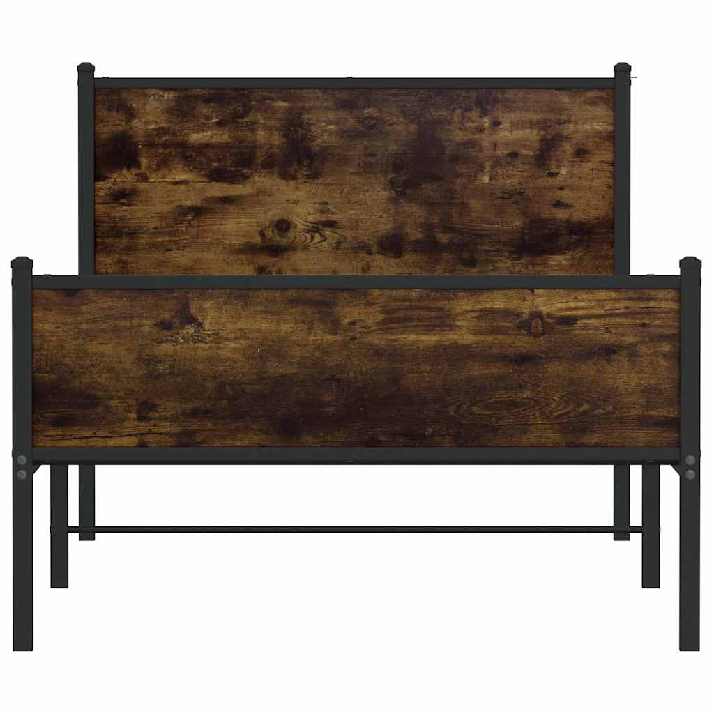 sengeramme uden madras 107x203 cm metal røget egetræsfarve
