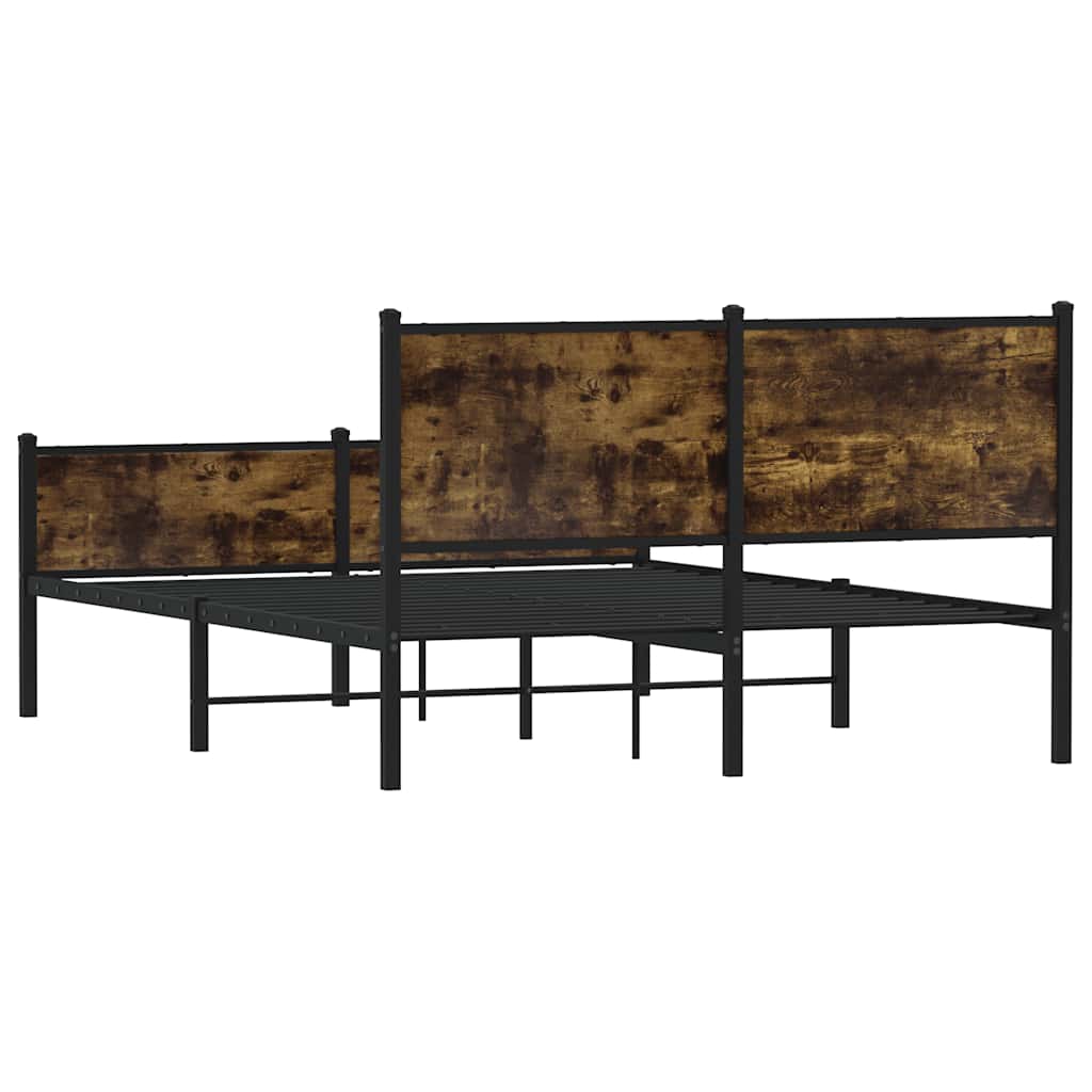 sengeramme uden madras 140x190 cm metal røget egetræsfarve