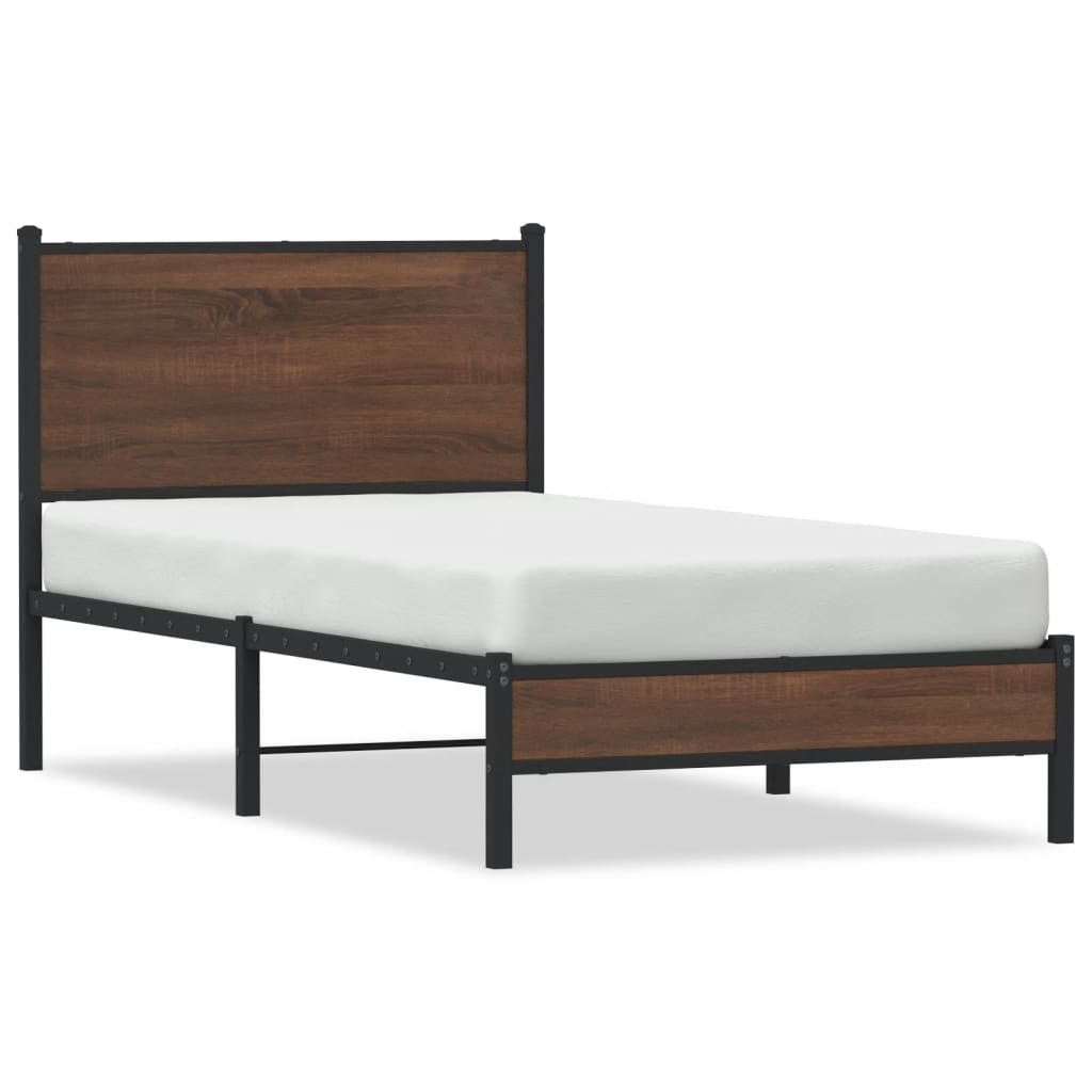 sengeramme 75x190 cm uden madras metal brun egetræsfarve