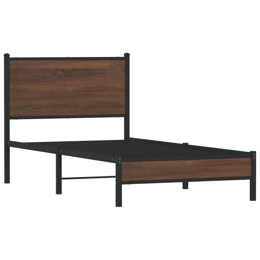 sengeramme 75x190 cm uden madras metal brun egetræsfarve