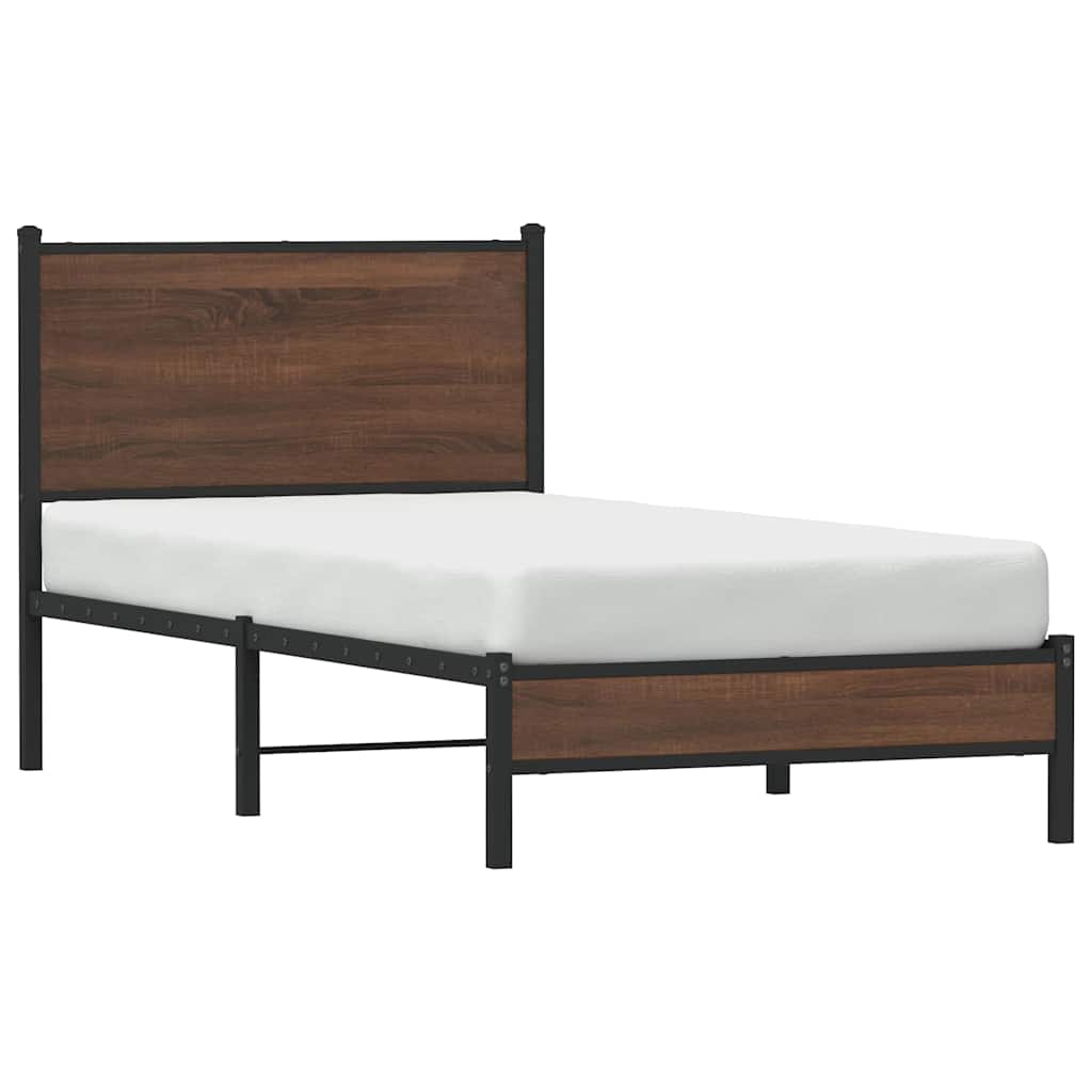 sengeramme 80x200 cm uden madras metal brun egetræsfarve
