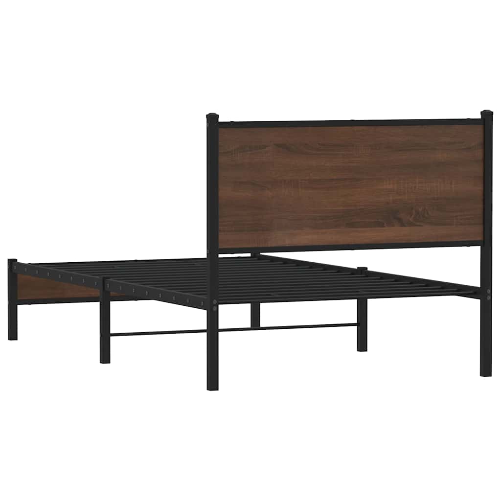 sengeramme 100x200 cm uden madras metal brun egetræsfarve