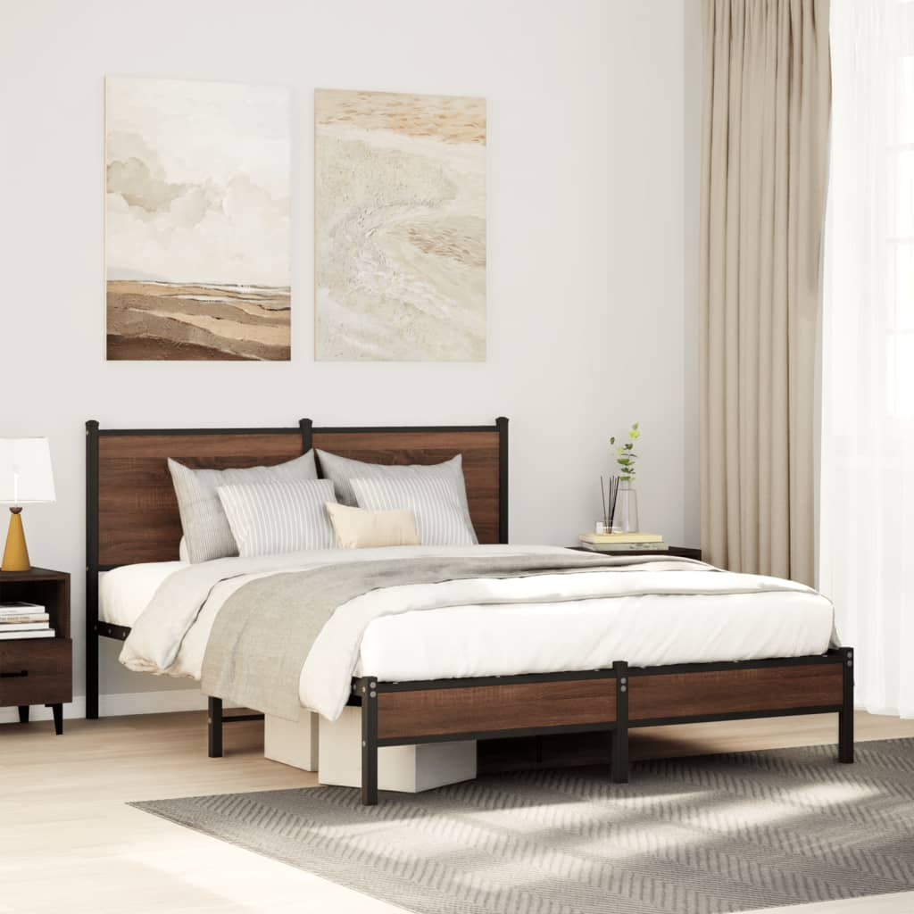 sengeramme uden madras 137x190 cm brun egetræ