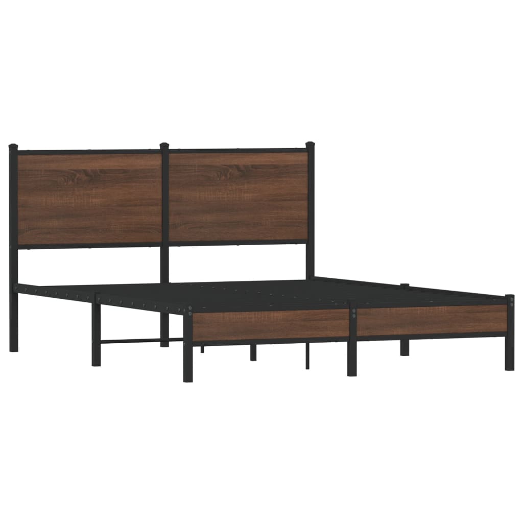 sengeramme uden madras 150x200 cm metal brun egetræsfarve