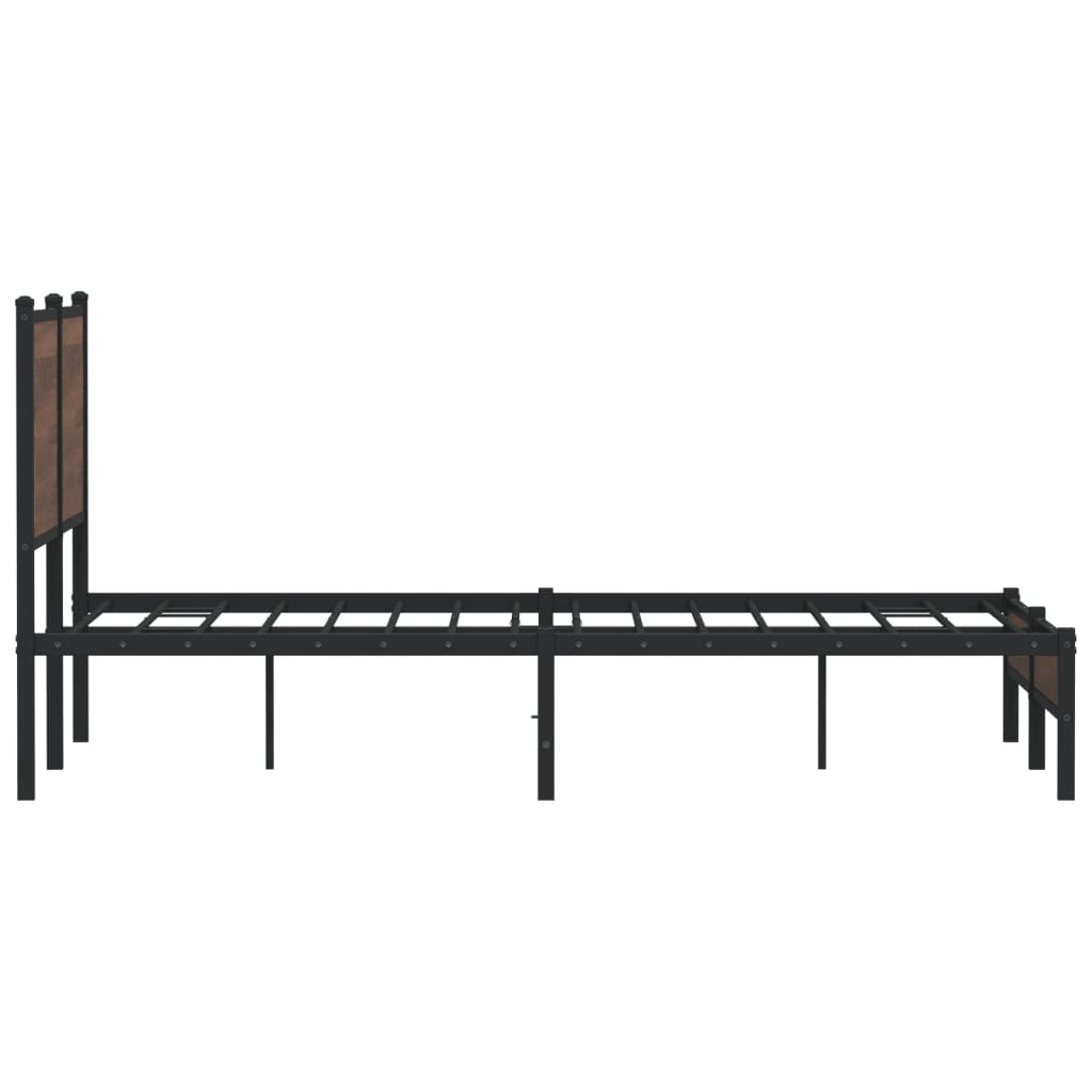 sengeramme uden madras 150x200 cm metal brun egetræsfarve