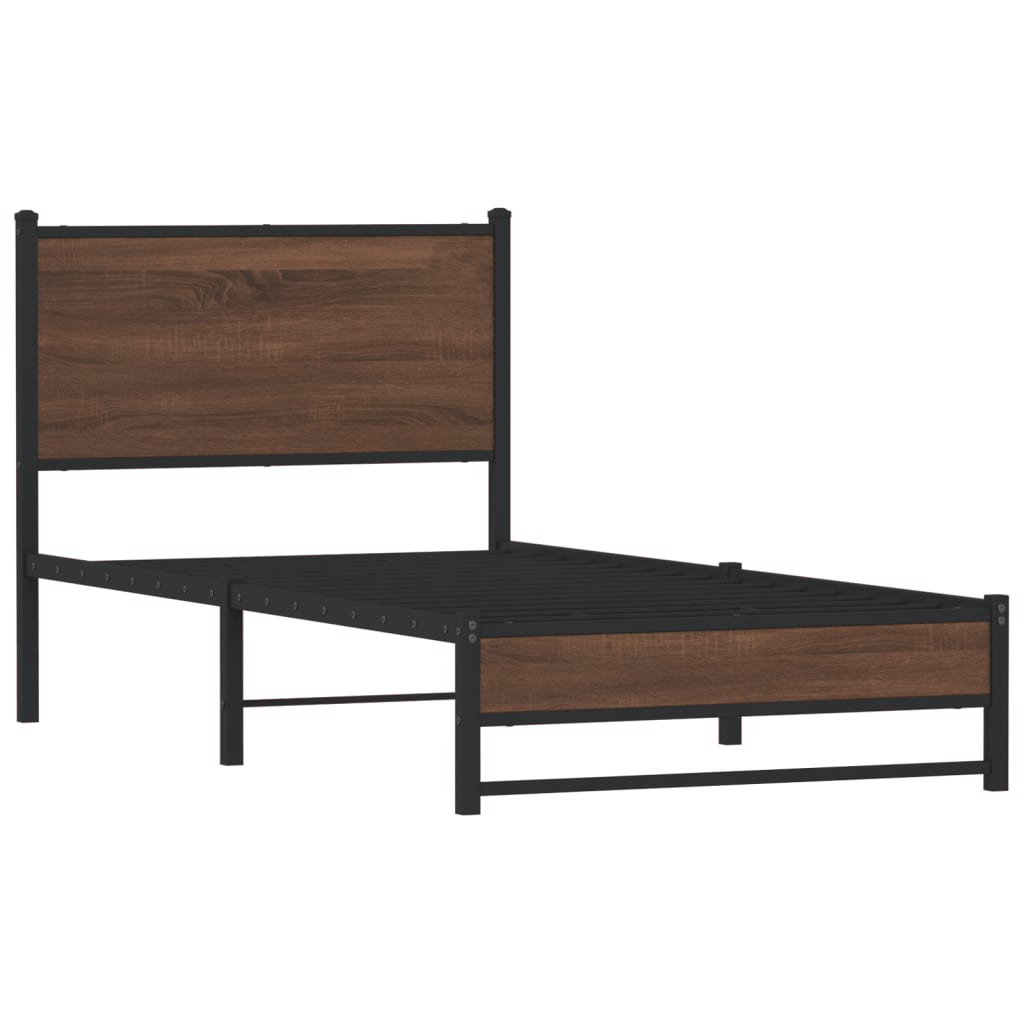 sengeramme 80x200 cm uden madras metal brun egetræsfarve