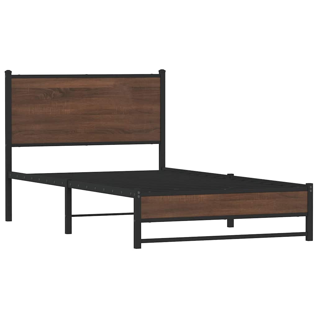 sengeramme 100x200 cm uden madras metal brun egetræsfarve