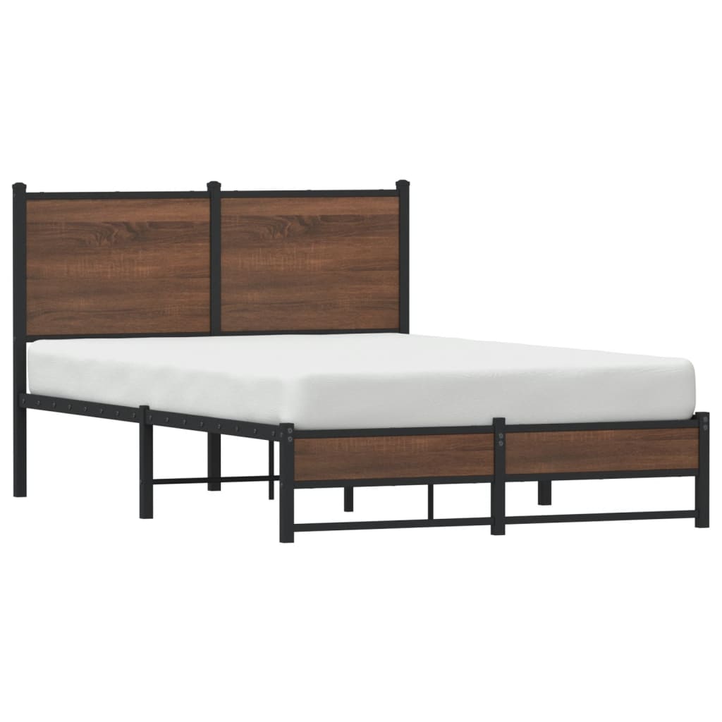 sengeramme 120x200 cm uden madras metal brun egetræsfarve