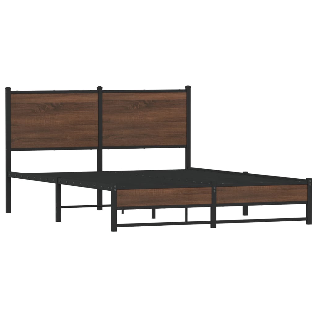 sengeramme 140x200 cm uden madras metal brun egetræsfarve