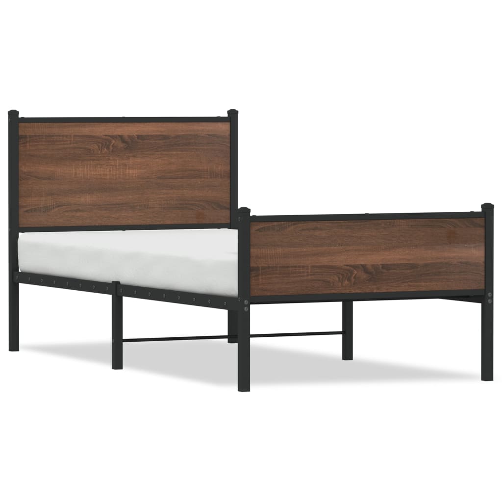 sengeramme 80x200 cm uden madras metal brun egetræsfarve