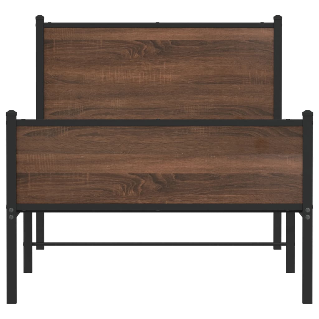 sengeramme 90x190 cm uden madras metal brun egetræsfarve