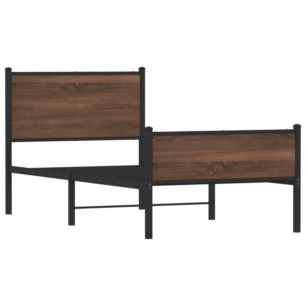 sengeramme 90x200 cm uden madras metal brun egetræsfarve