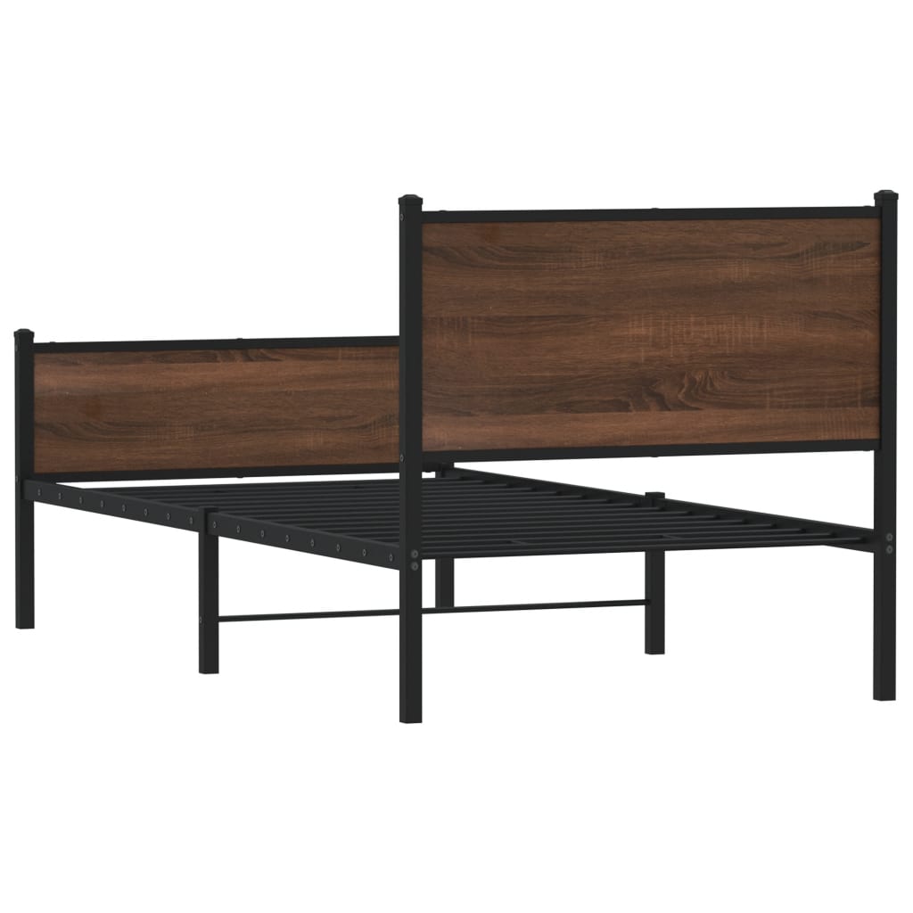 sengeramme 90x200 cm uden madras metal brun egetræsfarve