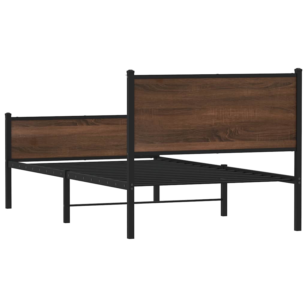 sengeramme 100x200 cm uden madras metal brun egetræsfarve