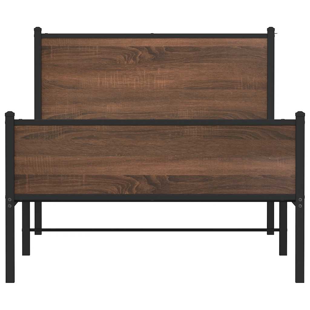 sengeramme 107x203 cm uden madras metal brun egetræsfarve