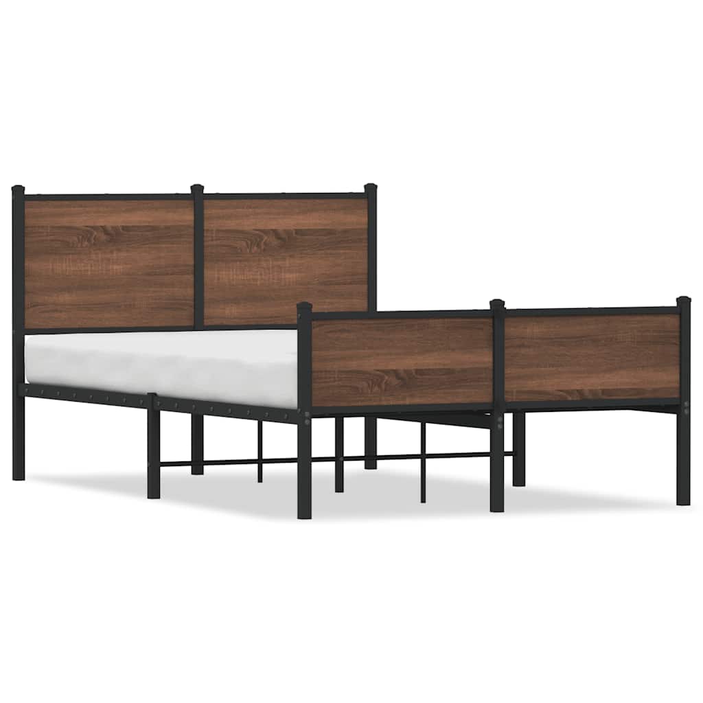 sengeramme 120x190 cm uden madras metal brun egetræsfarve