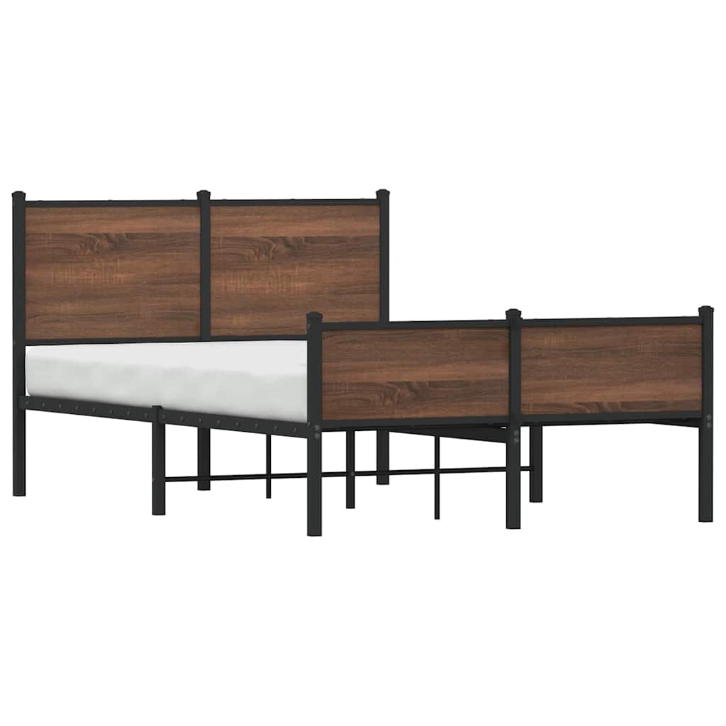sengeramme 120x190 cm uden madras metal brun egetræsfarve