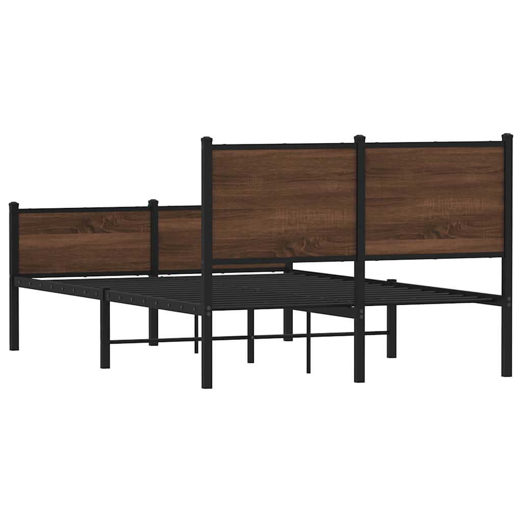 sengeramme 120x190 cm uden madras metal brun egetræsfarve